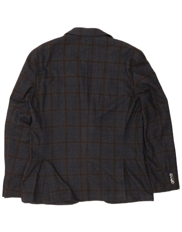 Hugo Boss Herre 2-knaps blazerjakke EU 56 3XL Marineblå ternet uld