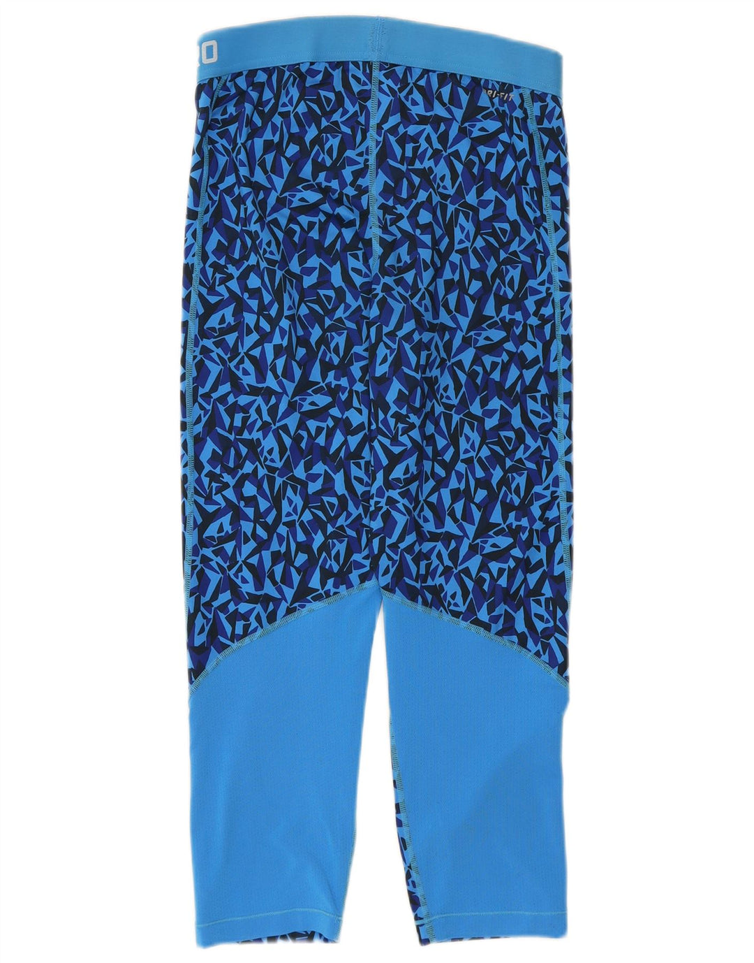 Nike Womens Crop Leggings UK 12 Medium Blue Geometric Polyester