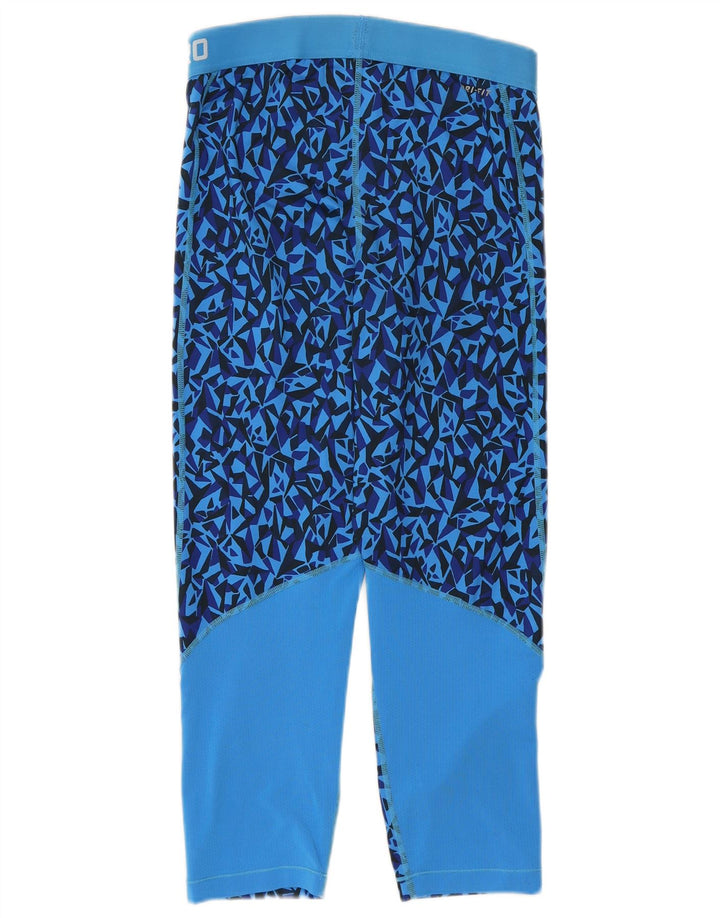 Nike Womens Crop Leggings UK 12 Medium Blue Geometric Polyester