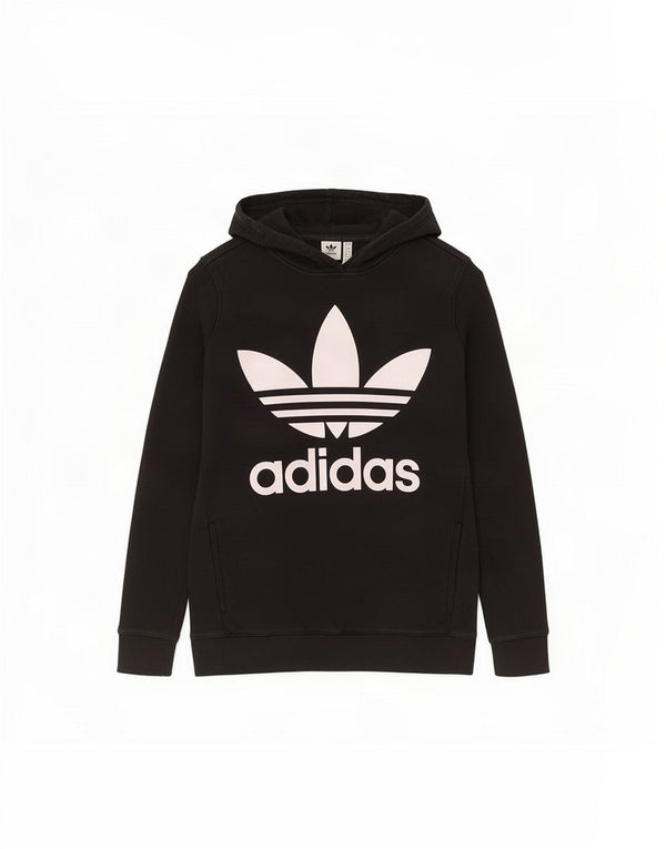 Adidas Graphic Hoodie Jumper UK 12 Medium Sort Bomuld