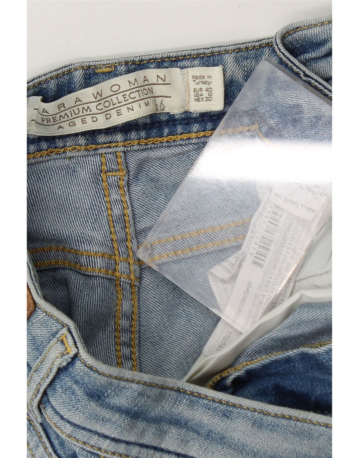 Zara Dame Denim Hot Pants EU 40 Medium W30 Blå Bomuld