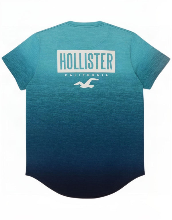 Hollister Herre grafisk T-shirt Top Medium Blue Flecked Bomuld