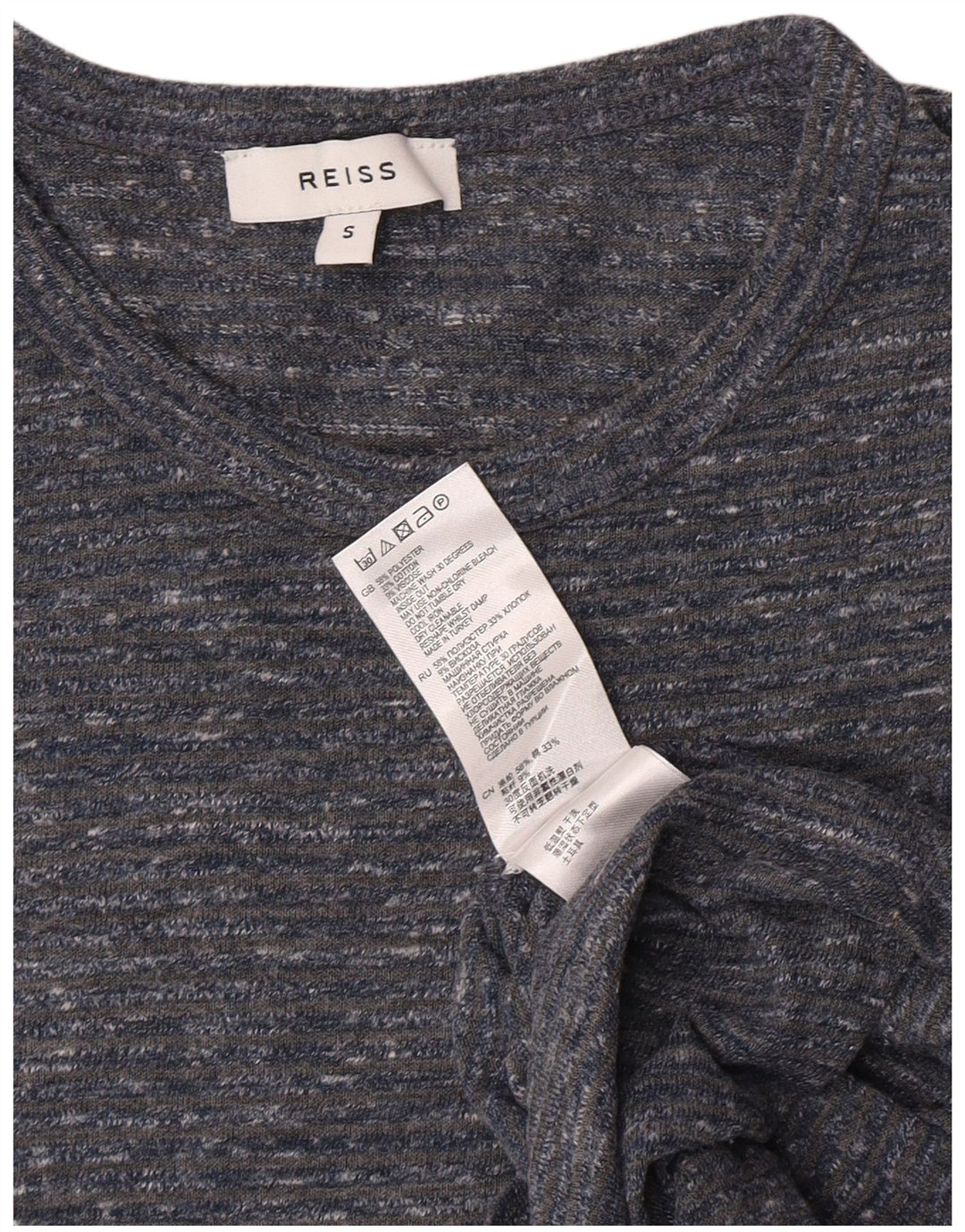 Reiss Herre T-Shirt Top Lille grå Flecked Polyester