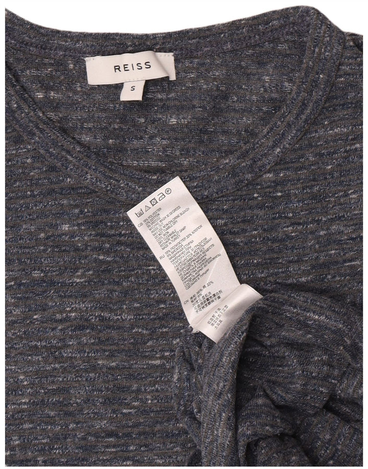 Reiss Herre T-Shirt Top Lille grå Flecked Polyester
