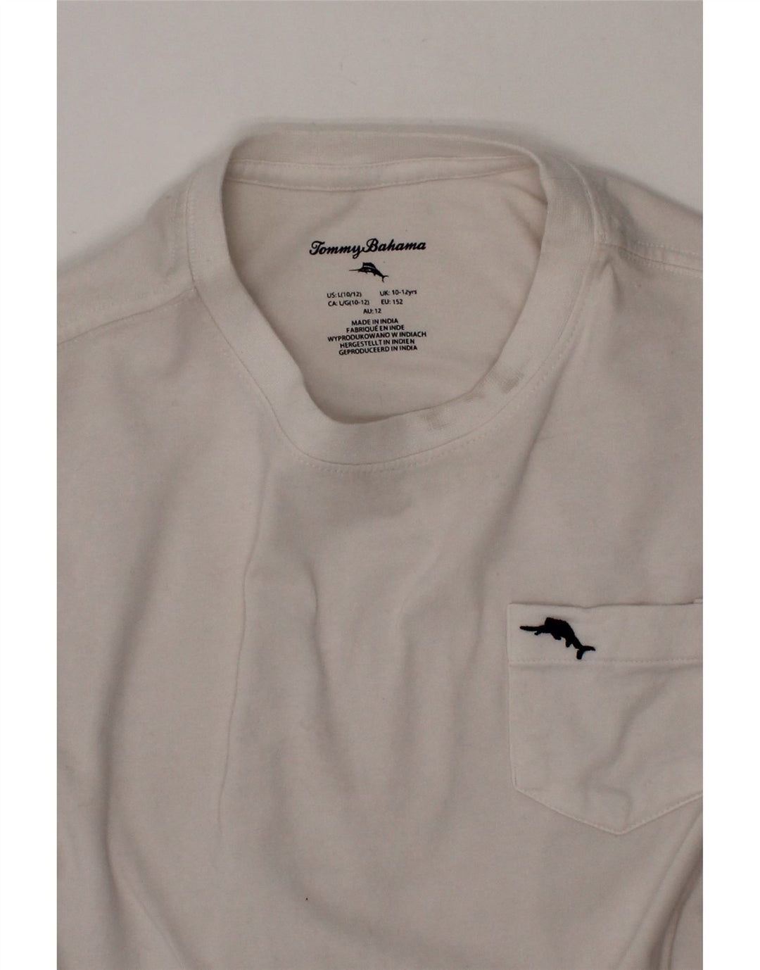 TOMMY BAHAMA Boys T-Shirt Top 10-11 Years White Cotton Vintage Tommy Bahama and Second-Hand Tommy Bahama from Messina Hembry 