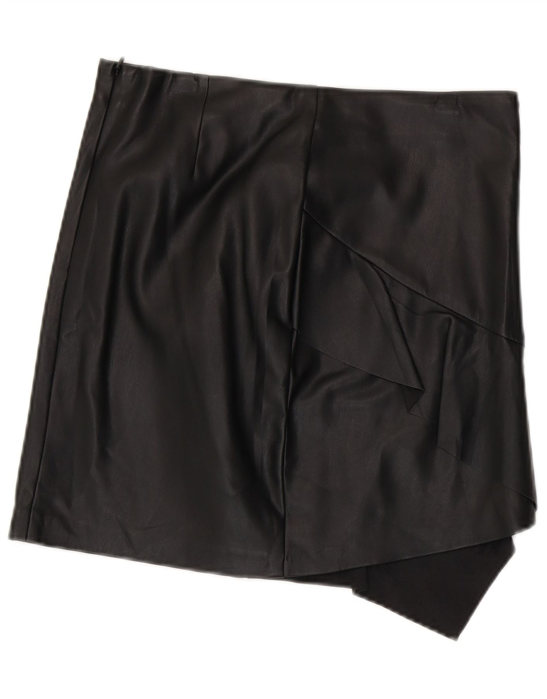 Sisley Womens asymmetrisk lædernederdel UK 12 Medium W30 Black Polyester