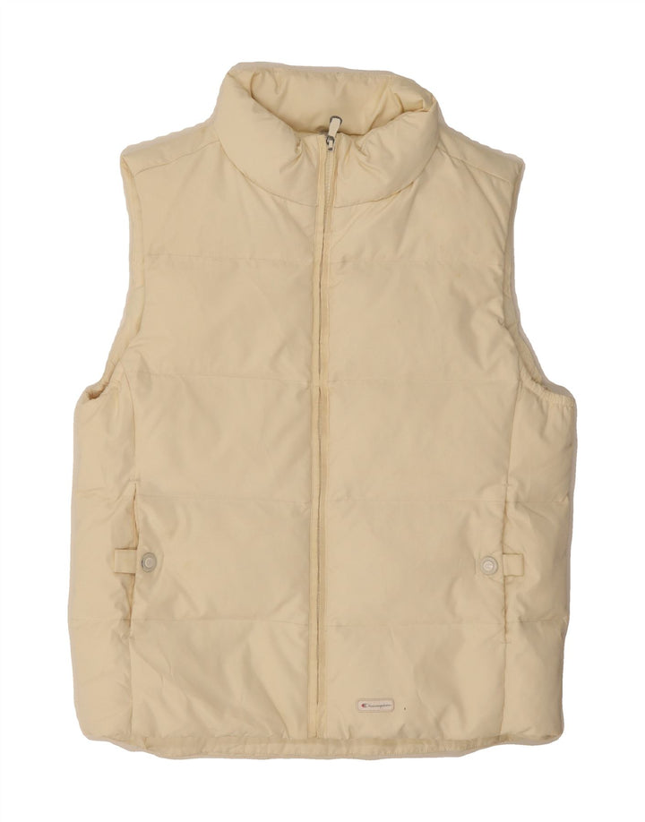 CHAMPION Womens Padded Gilet UK 10 Small Off White Polyester Vintage Champion and Second-Hand Champion from Messina Hembry 