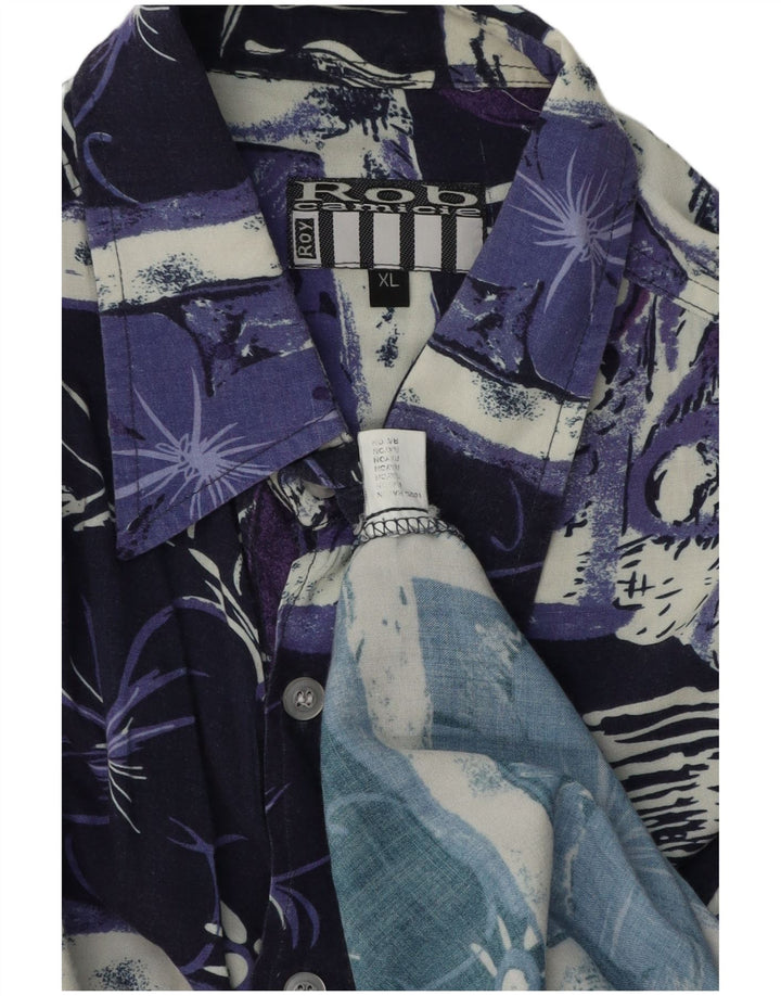 Rob Roy Herre kortærmet skjorte XL Flerfarvet Patchwork Rayon
