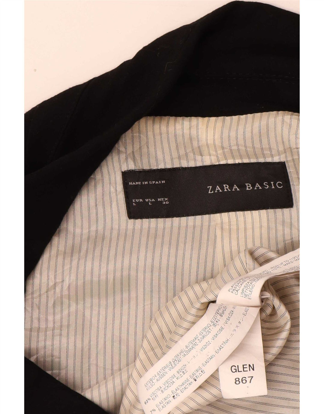 Zara Dame 1 Knap Blazer Jacket UK 16 Stor Sort Viscose