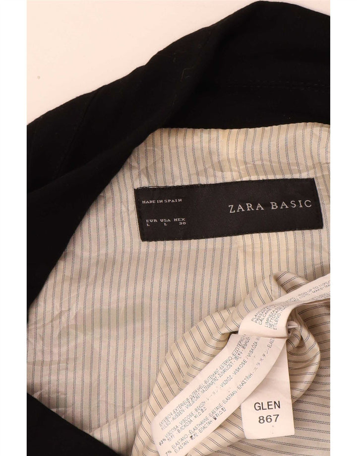 Zara Dame 1 Knap Blazer Jacket UK 16 Stor Sort Viscose