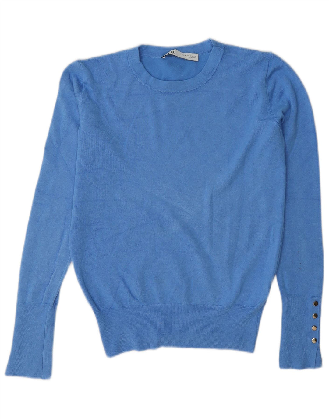 Zara Dame sweater med rund hals DK 10 Small Blue Viscose