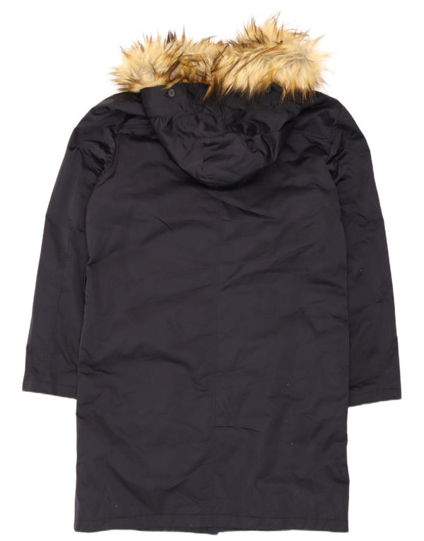 Zara Herre Hooded Parka Jacket UK 40 Large Black Polyester