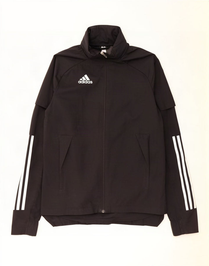Adidas Dame Hætte Oversized træningsdragt Topjakke UK 6 XS Sort Polyester