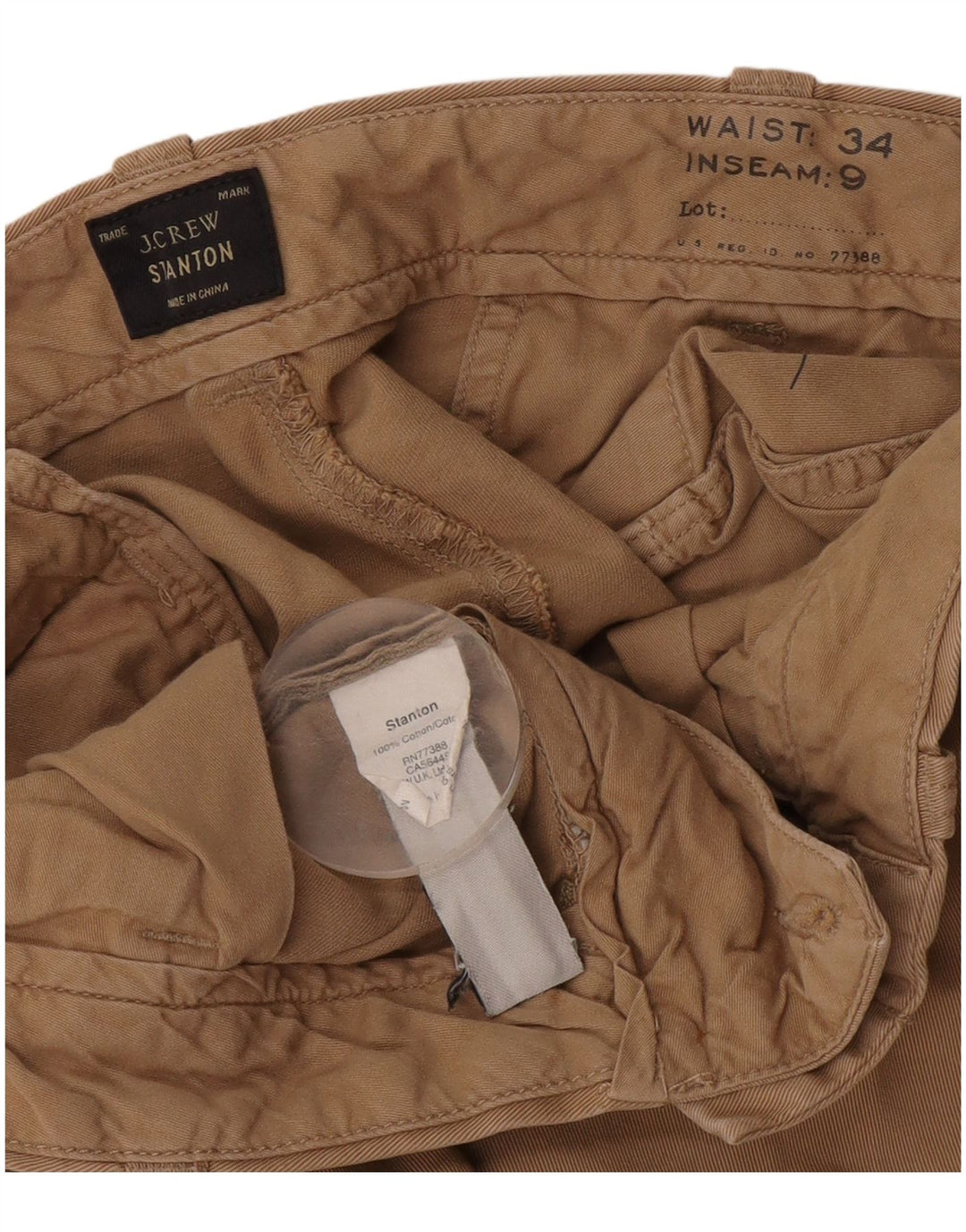 J. Crew Herre Stanton Chino Shorts W34 Large Beige Bomuld