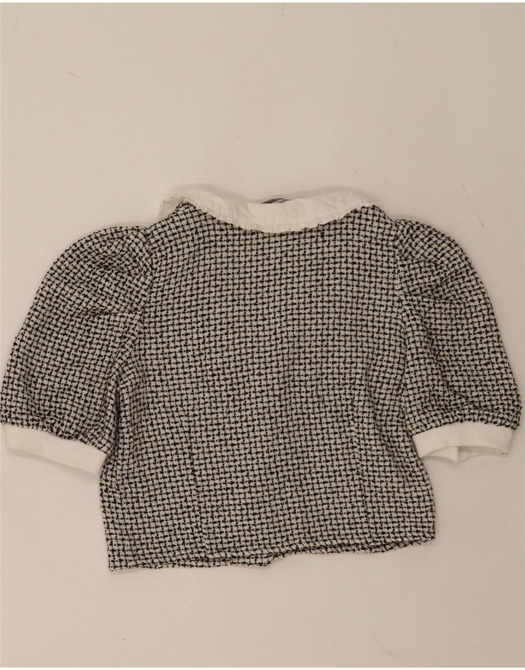 Zara Womens Crop Shirt Bluse UK 12 Medium Black Flecked