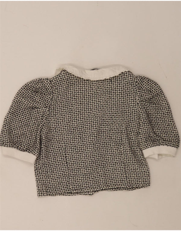 Zara Womens Crop Shirt Bluse UK 12 Medium Black Flecked