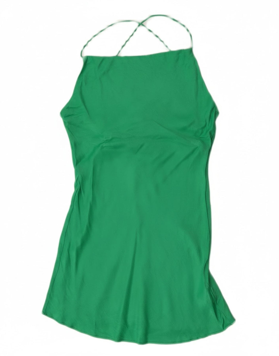 Zara Dame Halter Dress UK 10 Small Green Viscose