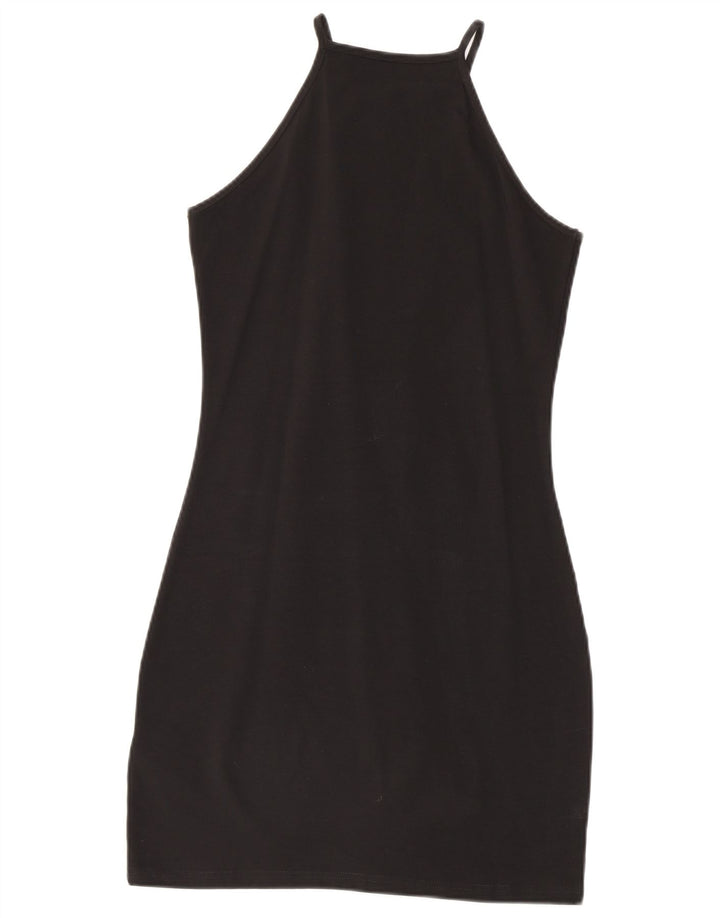 Dickies Dame Grafisk Halter Dress UK 12 Medium Sort Bomuld