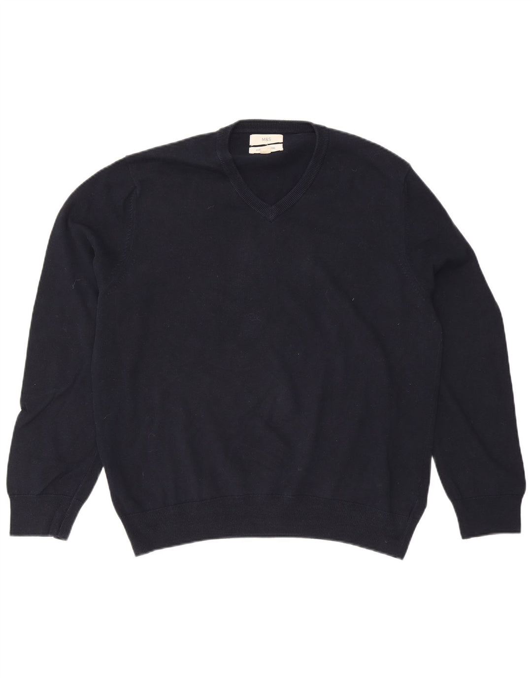 Marks & Spencer Herre V-hals sweater XL marineblå bomuld