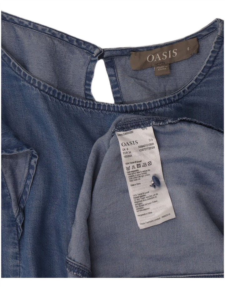 Oasis Dame Denim Kjole UK 8 Lille Blå Lyocell