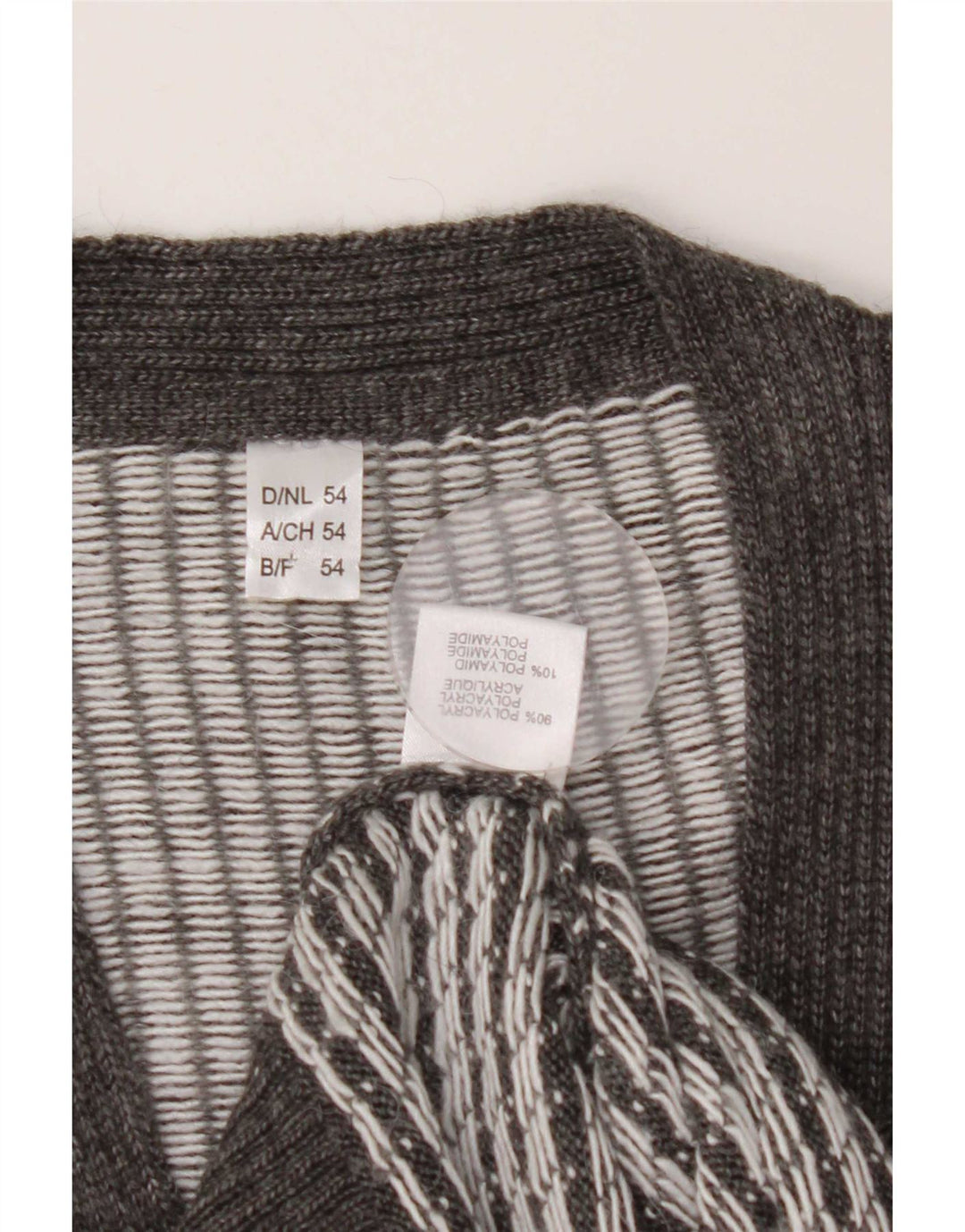 Vintage herre cardigan sweater IT 54 XL Gråstribet polyakryl