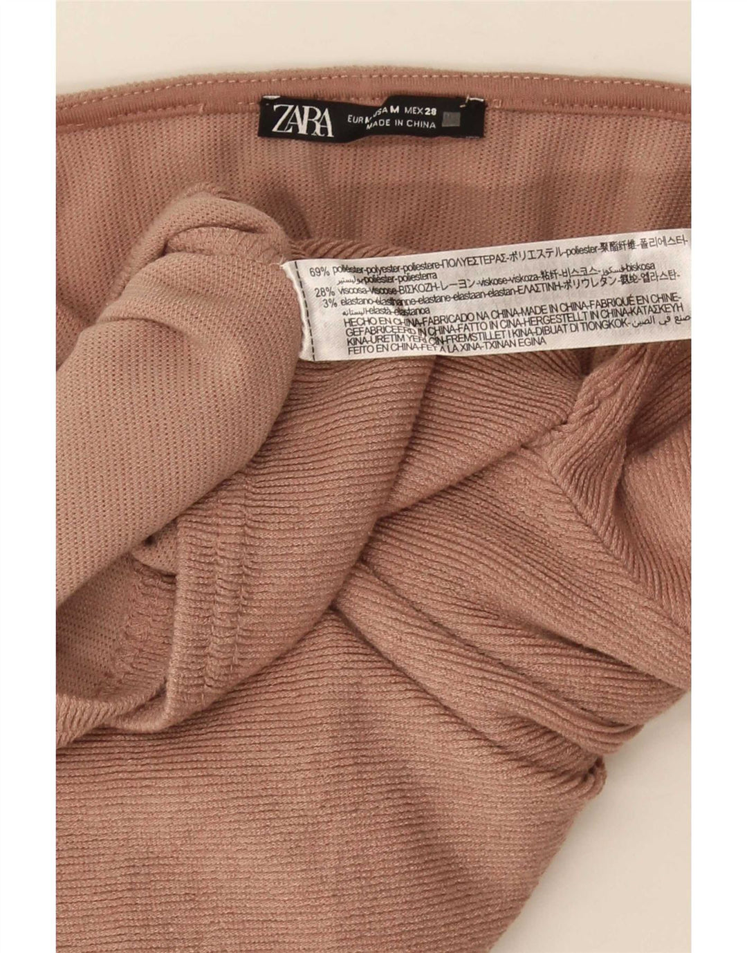 Zara Womens Crop Top Langærmet UK 12 Medium Brun Polyester