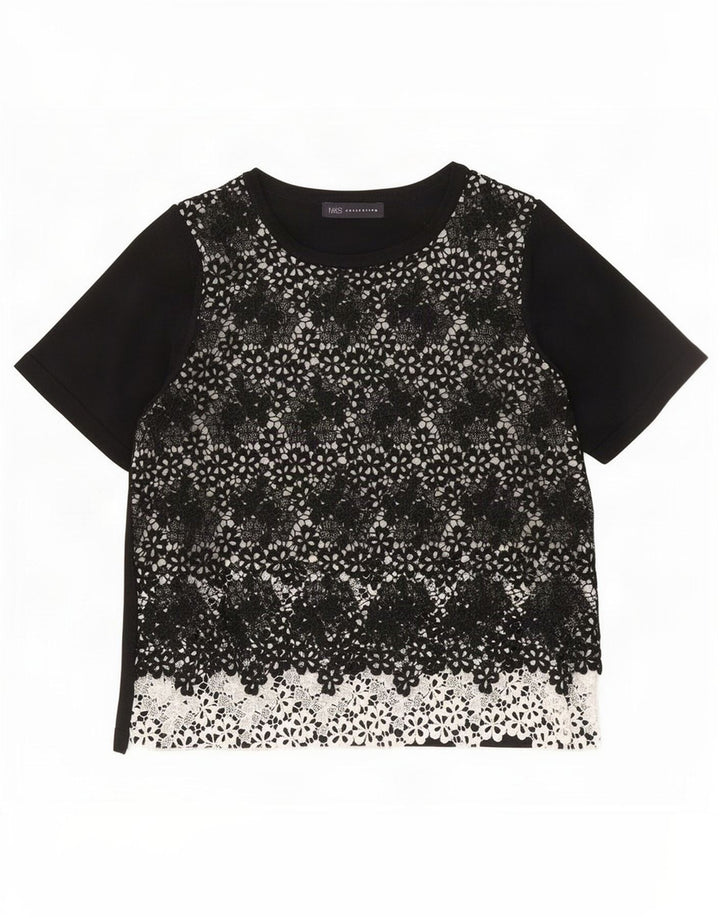 Marks & Spencer Damebluse Top UK 12 Medium Black Floral