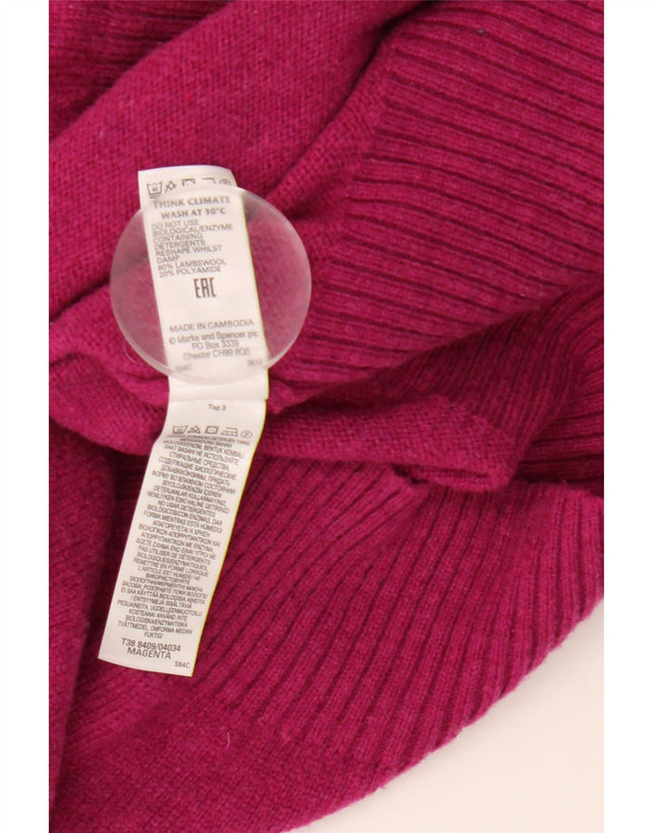 Marks & Spencer Dame Rullehals Sweater UK 16 Large Pink Lambswool
