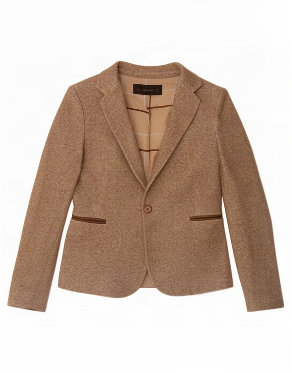 Zara Dame 1 Knap Blazer Jacket UK 10 Small Brown Flecked Acetate