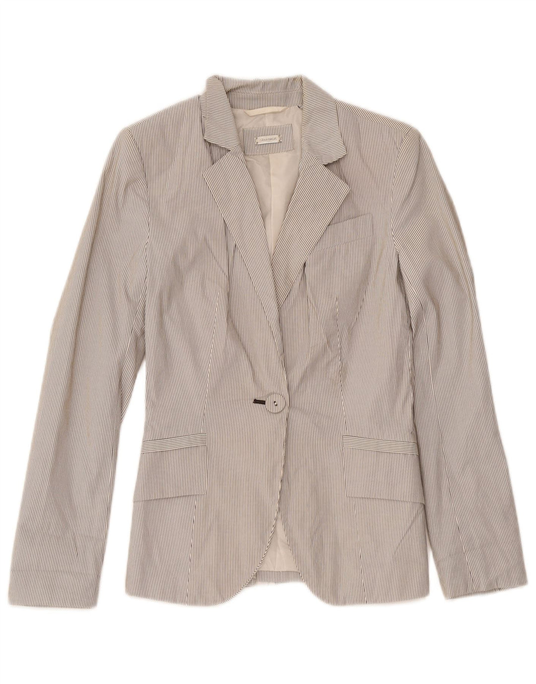 Zara Dame 1-knaps blazerjakke UK 4 XS Hvid nålestribet polyester