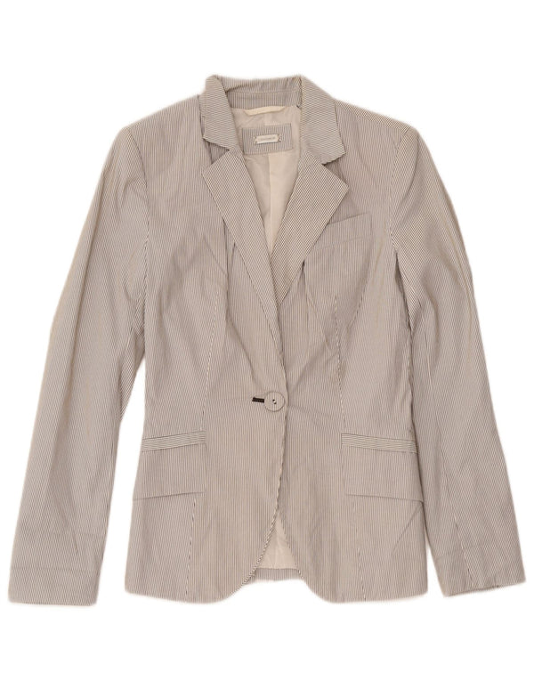 Zara Dame 1-knaps blazerjakke UK 4 XS Hvid nålestribet polyester