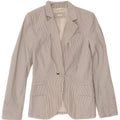 Zara Dame 1-knaps blazerjakke UK 4 XS Hvid nålestribet polyester