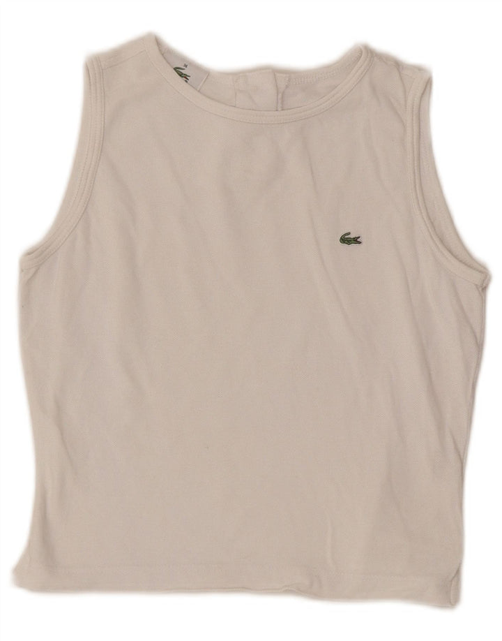 Lacoste Womens Crop Vest Top Størrelse 36 Lille hvid bomuld