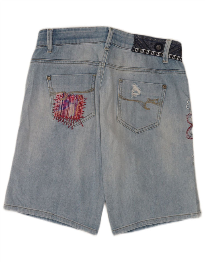 Desigual Kvinders Grafiske Distressed Denim Shorts W28 Medium Blue Floral