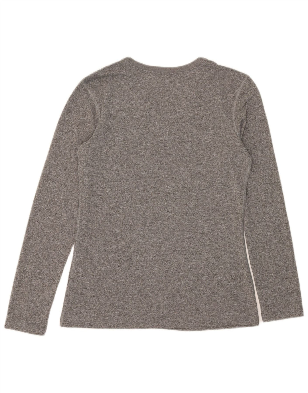NIKE Dame Dri Fit Top Langærmet UK 10 Small Grå Flecked Polyester