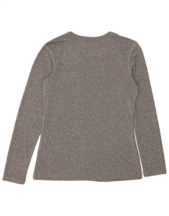NIKE Dame Dri Fit Top Langærmet UK 10 Small Grå Flecked Polyester