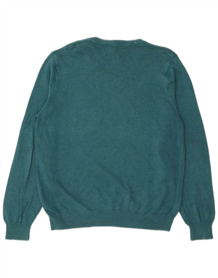 MARKS & SPENCER Herre V-hals sweater Stor blå bomuld