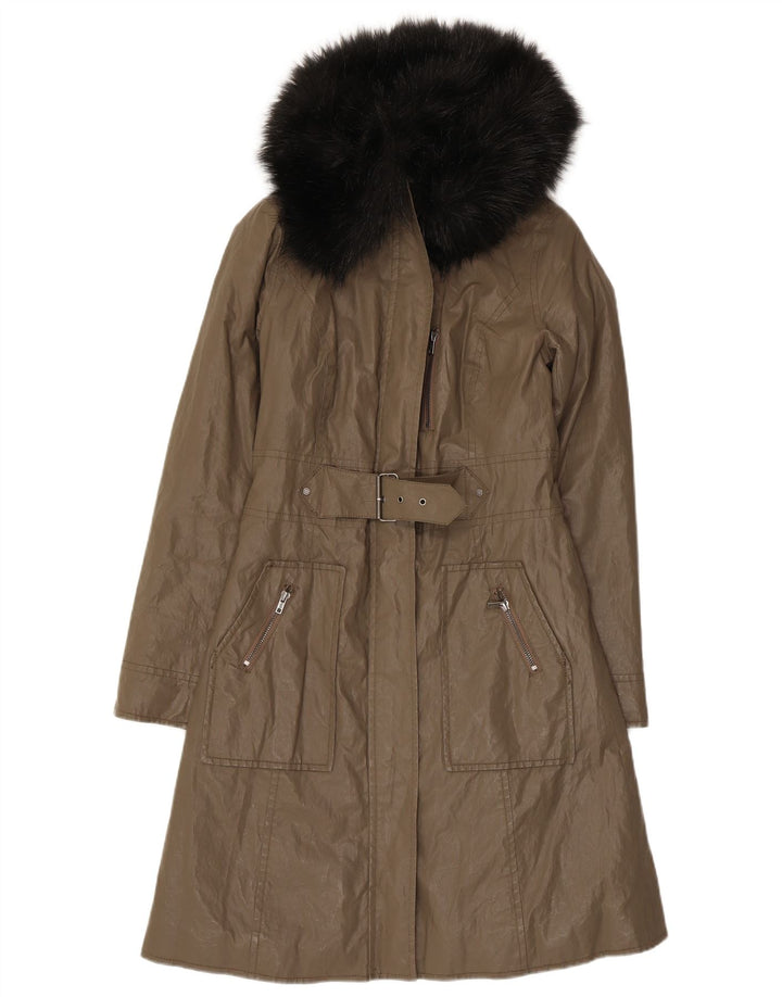 Dkny Dame Overfrakke UK 6 XS Khaki Ramie