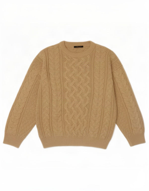 St. Bernard Mens Crew Neck Jumper Sweater Medium Beige Acrylic