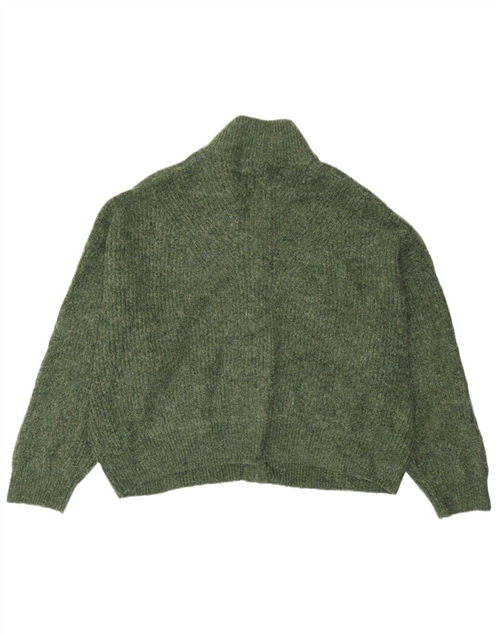 Topshop Kvinder Oversized Cardigan Sweater UK 14 Medium Grøn Akryl