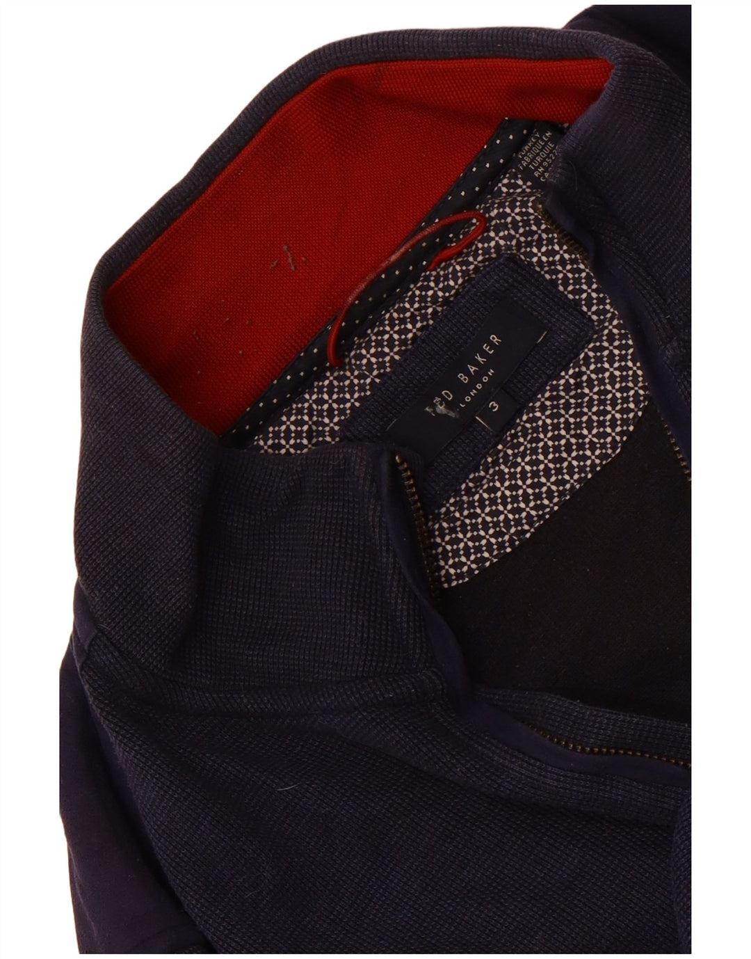 Ted Baker Herre Zip Neck Sweatshirt Jumper Størrelse 3 Medium Navy Blue