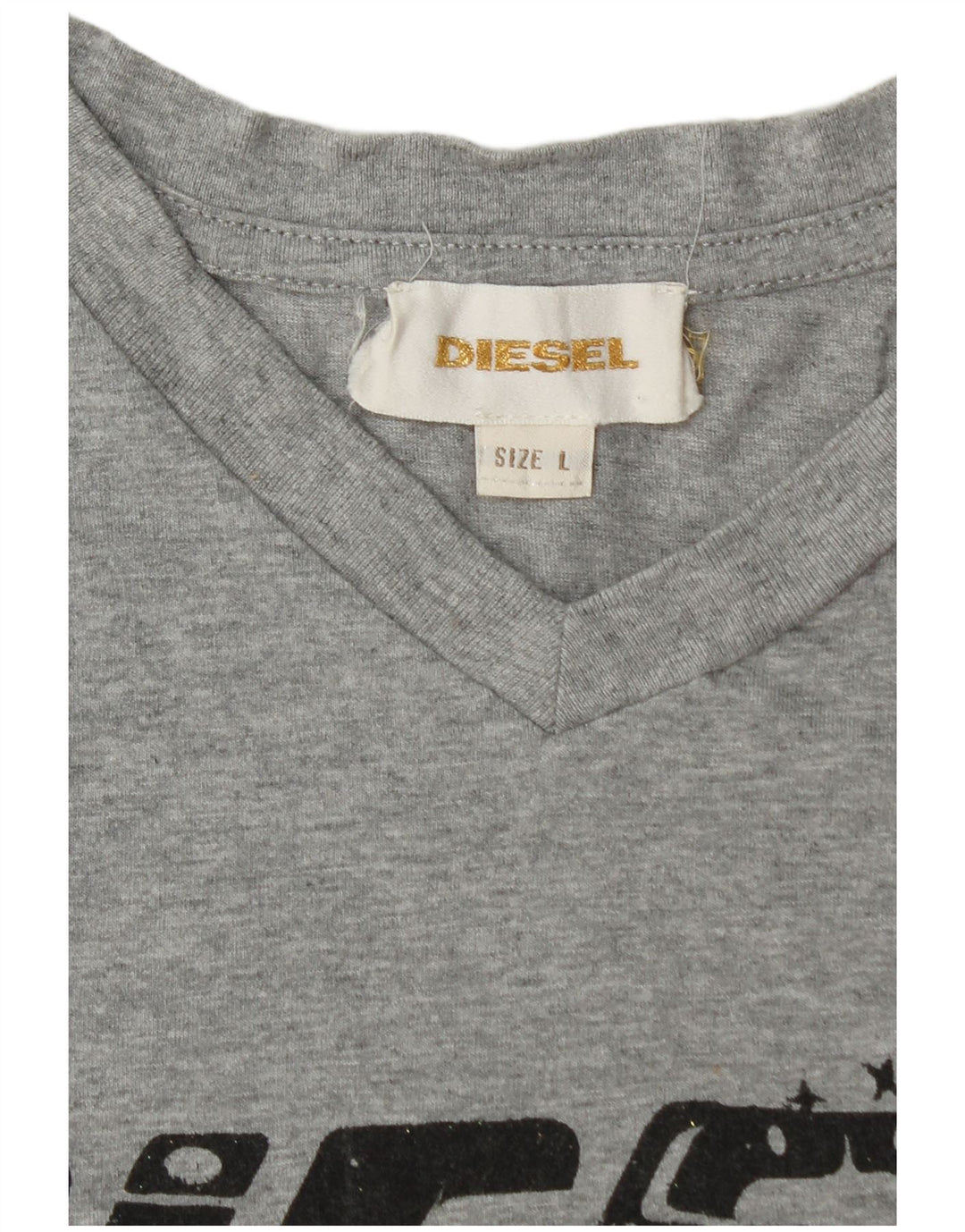 DIESEL Dame Grafisk T-Shirt Top UK 14 Stor Grå