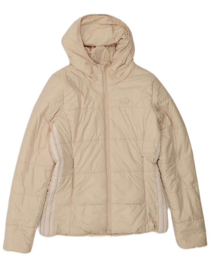 Adidas hættejakke til kvinder UK 10 Small Beige Colourblock Polyester
