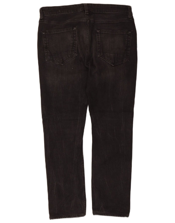 All Saints Mens Cigarette Cropped Skinny Jeans W30 L26 Black Cotton
