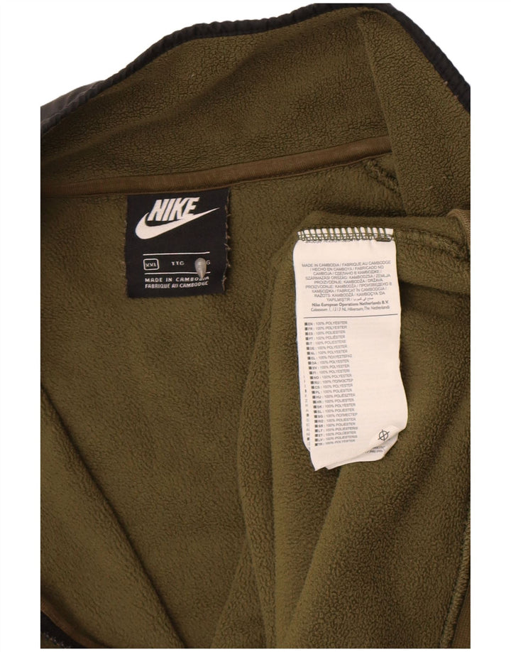 Nike Fleece Jumper med lynlås til mænd 2XL Khaki Colourblock Polyester