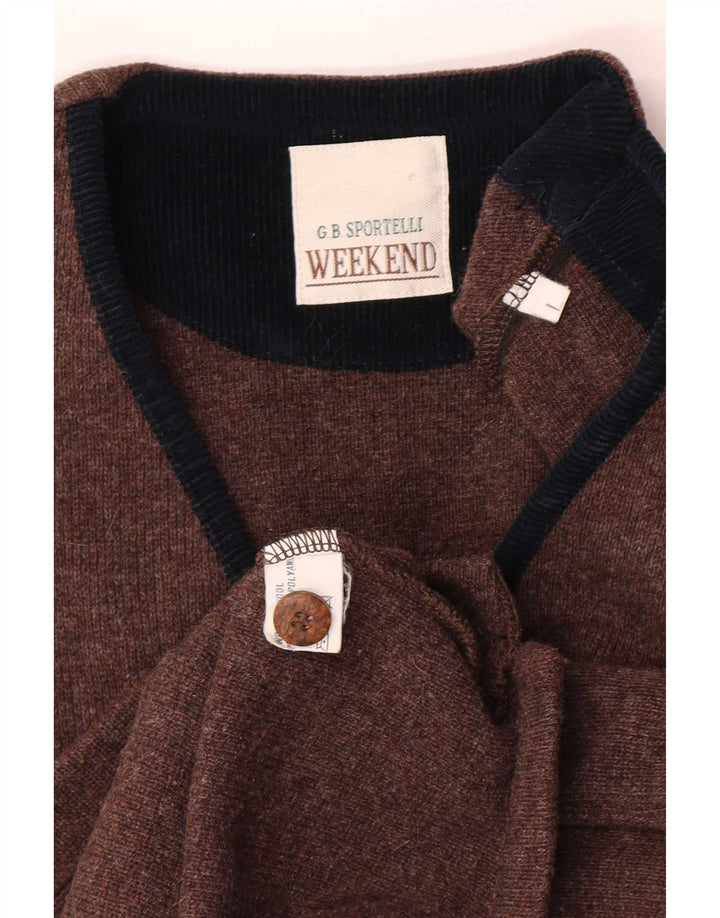 Vintage herre weekend ærmeløs cardigan sweater stor brun uld