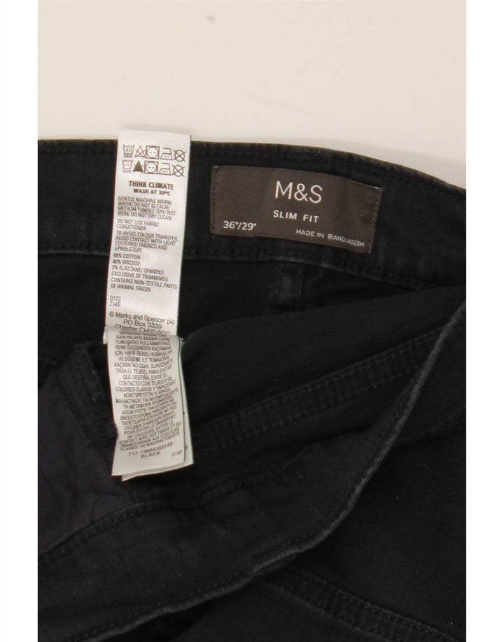 Marks & Spencer Herre Slim Jeans W36 L29 Sort Bomuld