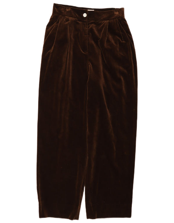 Vintage Kvinders Velvet Højtalje Casual Bukser IT 46 Large W30 L30 Brun