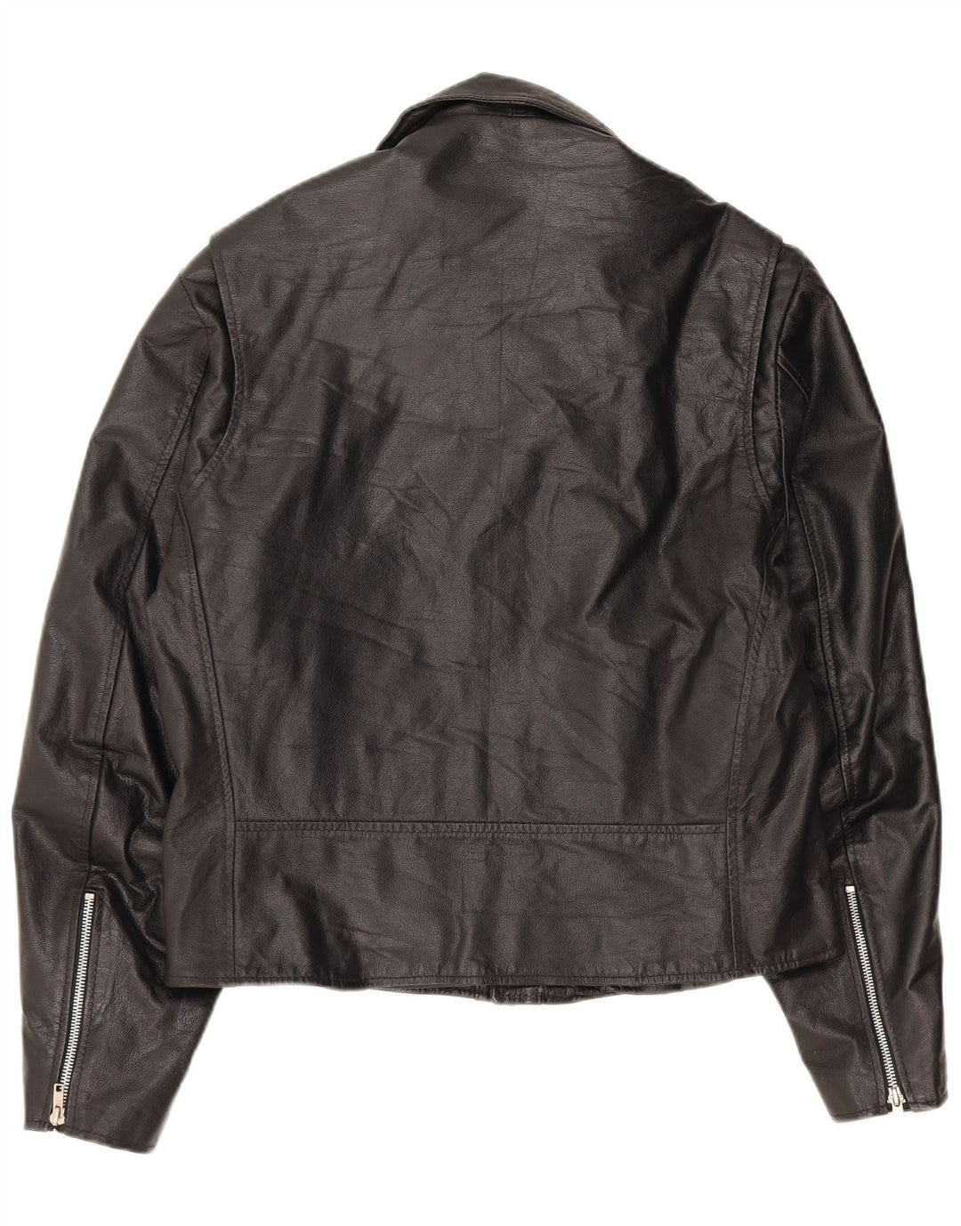 VINTAGE Womens Oversized Læder Biker Jacket UK 10 Lille sort læder