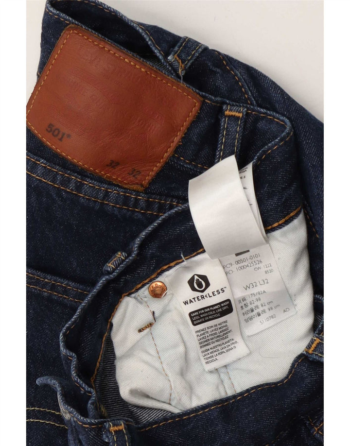 Levi's Herre 501 Straight Jeans W32 L32 Marineblå Bomuld